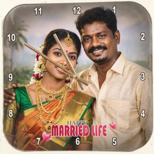 customized couple photo wall clock
