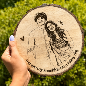 personalized natural wooden slice photo frame with wood stand