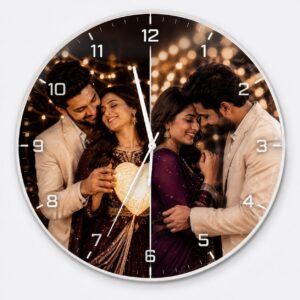 2 Photos Circle Acrylic Photo Wall Clock