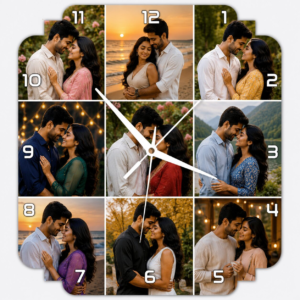 9 Photo Symmetrical Shape Acrylic Wall Clock