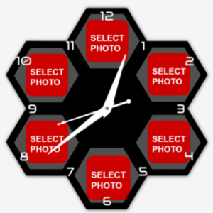 Hexa 6 Photos Acrylic Photo Wall Clock