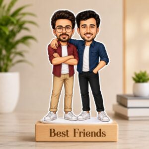 Custom Male Best Friends Caricature – Personalized Buddies Photo Stand Gift