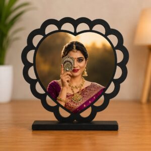 Personalized Heart Shape MDF Photo Frame | Custom Photo Cutout Gift for Couples, Wedding & Special Occasions