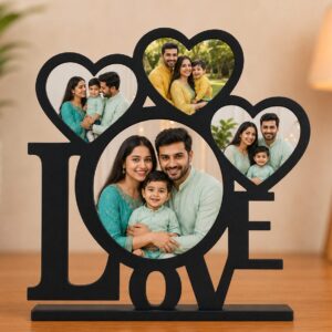 Personalized LOVE MDF Family Photo Frame | Custom Wooden Multi Photo Frame with 4 Photos