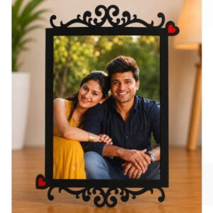 Personalized Decorative MDF Photo Frame | Custom Wooden Tabletop Photo Frame Gift for Couples & Families