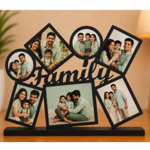 Personalized Family MDF Photo Collage Frame | Custom Wooden Family Photo Stand