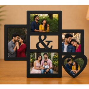 Personalized MDF Multi Photo Collage Frame with Ampersand (&) Design