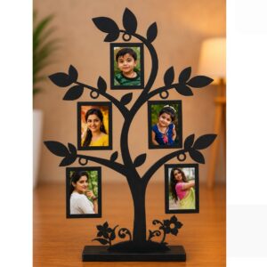 Personalized Family Tree MDF Photo Frame | Custom Wooden Memory Tree with 5 Photos